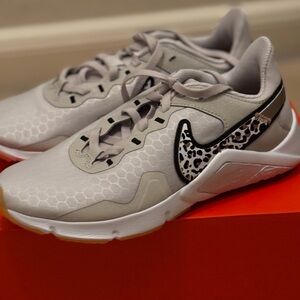 Nike Women's Gray and Black Leopard Accent Sneakers